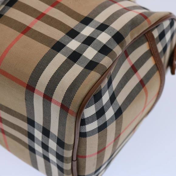 Burberrys Nova Check Hand Bag Nylon Canvas Beige Auth 62015 - Picture 15 of 16